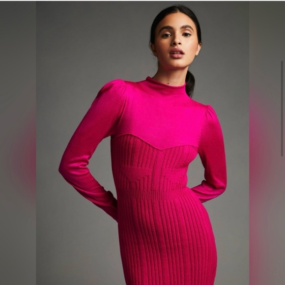 NWT Anthologies Mock Turtleneck Pink/Rose Sweater Dress. Size Small - Picture 1 of 6